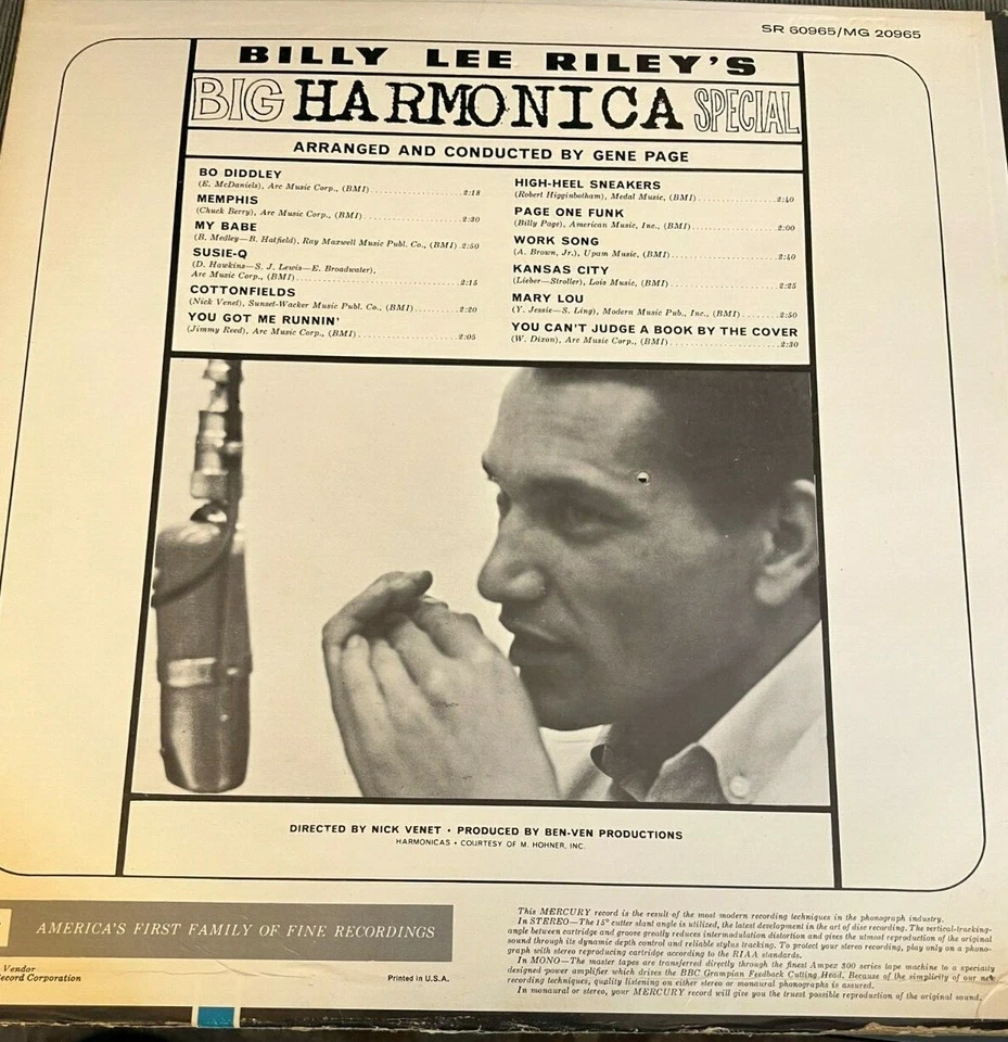 BILLY LEE RILEY Big Harmonica LP Chuck Berry Higginbotham Page Dixon Hawkins - Image 2 of 4
