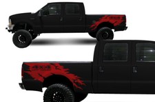 Vinyl Graphics Decal Wrap For Ford F-250350 Truck 99-06 4x4 Offroad Torn Red