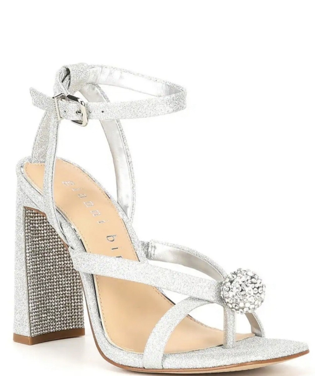 Gianni Bini Booker Silver Rhinestone Disco Ball Strappy Inch