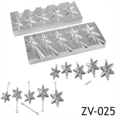 DIY Meeresangeln Blei Gewichte Form CNC Aluminium Stern 5 in 1 Form 1oz bis 3oz Neu
