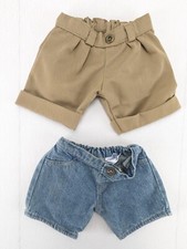 Build A Bear Shorts Lot of 2 Jean Beige Cuffed with Pleats BABW Clothing