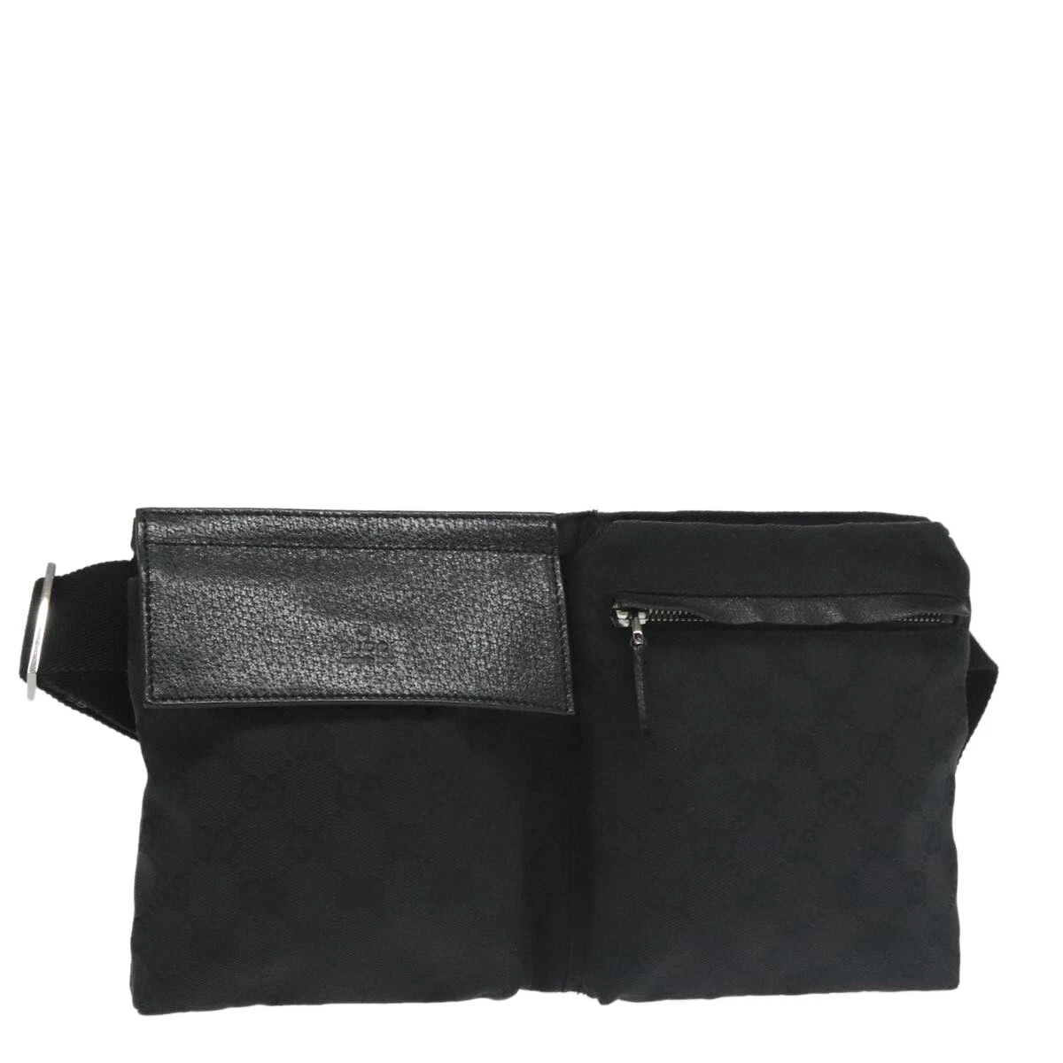 Sac taille toile GUCCI GG noir argent 28566 authentique ep6648