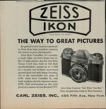 1956 Zeiss Ikon Contaflex Camera The Way To Great Pictures Vintage Print Ad 2499