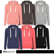 Ladies Overhead Fleece Hoodie Jumper Warm Black Grey Coral Navy Pink UK 8-20