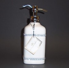 NEW HOTEL COLLECTION WHITE+SILVER CERAMIC+CRYSTALS,BATHROOM SOAP DISPENSER