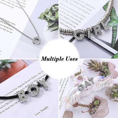 Rhinestone Alphabet Sparkle Letter White Silver Diamante Crystal Alphabets - Picture 10 of 36
