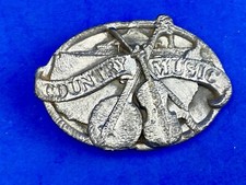 Vintage E-29 Siskiyou 1984 Country Music Belt Buckle Banjo  Fiddle Pewter