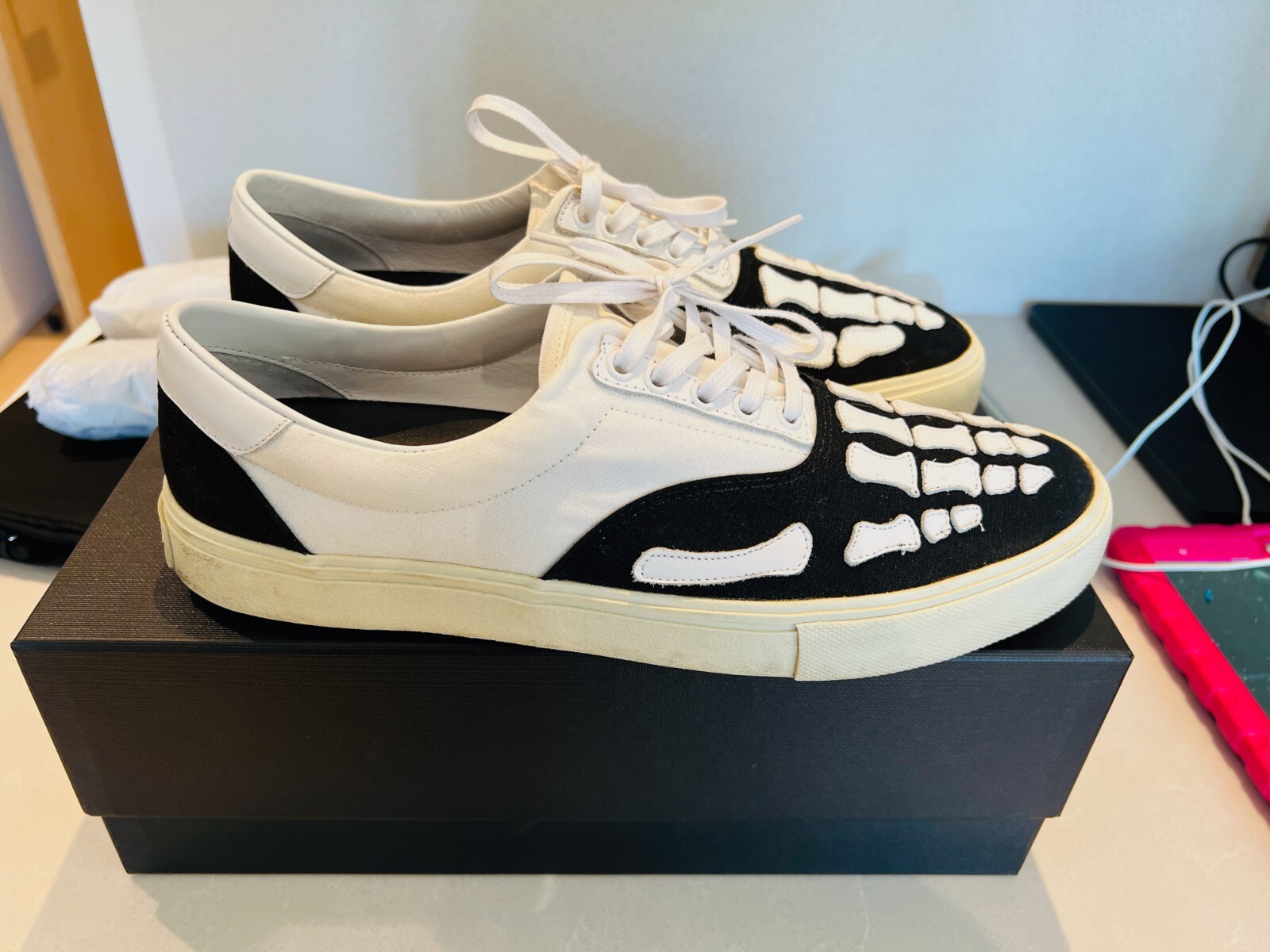 AMIRI Skeleton Toe Lace Up Black White 