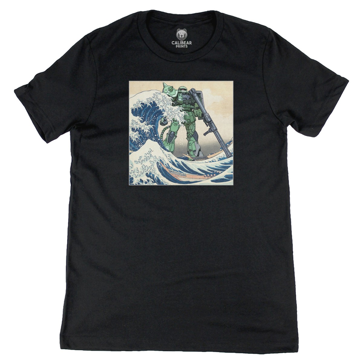 Green Zaku 2 Gundam MS-06S Mobile Suit in the Great Wave off
