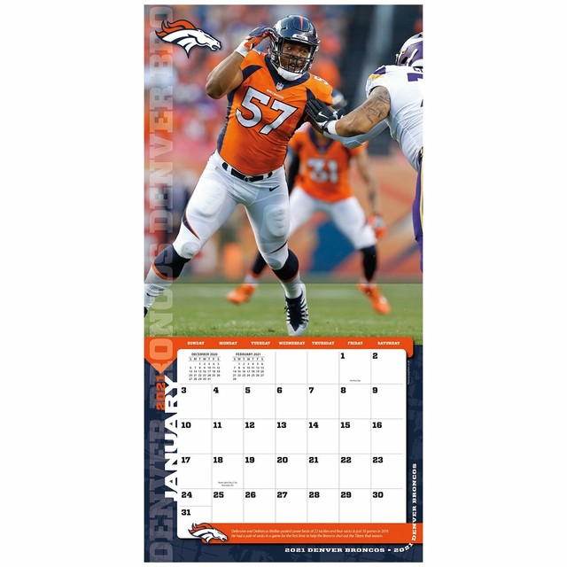 NFL Calendar 2021 Denver Broncos Wall Calendar 30x30 ...