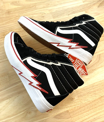 Vans Sk8-Hi Bolt High Top Sneakers Black Racing Red Men's Size 7 Women s 8.5