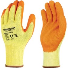 24 Pairs Orange Latex Coated Rubber Safety Work Gloves Mens Builders Gardening