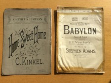 Vintage Piano Songs, Babylon & Home Sweet Home Sheet Music, 1900s-1930s, Kinkel