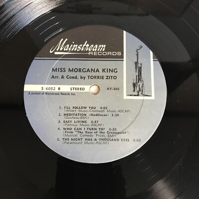 Jazz LP MISS MORGANA KING Torrie Zito 1965 MAINSTREAM 56052 Singer