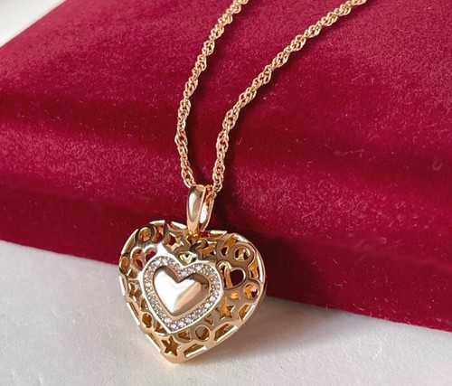 Deluxe Halskette Collier Herz Anhänger Zirkonia 750er Gold 18K vergoldet Damen - Bild 4 von 7