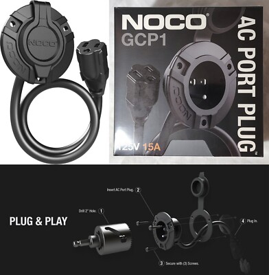 NOCO GCP1 Weatherproof  AC 15A Port Plug 125V Power Inlet Socket Truck Shed Boat