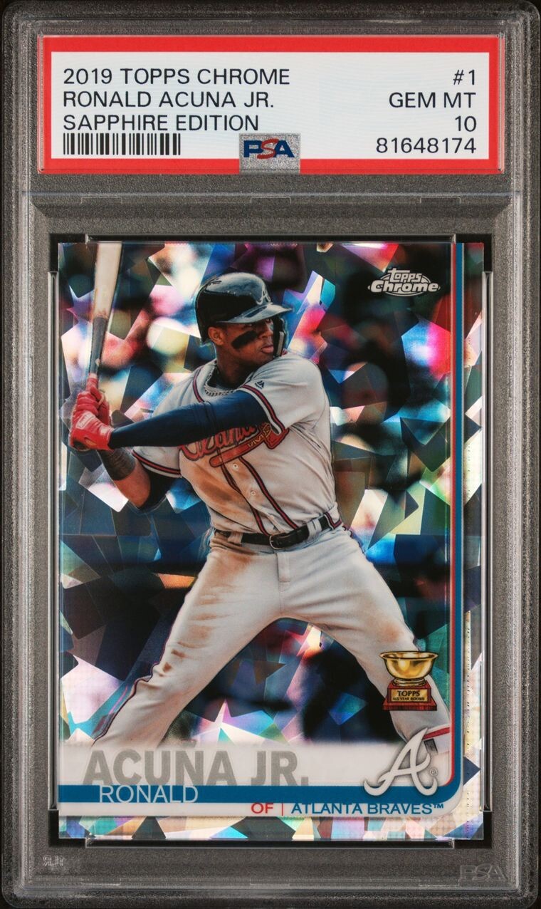 2019 Topps Chrome  Sapphire Edition Ronald Acuna Jr. Rookie Cup #1 PSA 10 Gem Mt