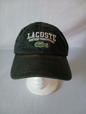 RARE Lacoste Black Baseball Cap 1927 Embroidered Croc Buckle