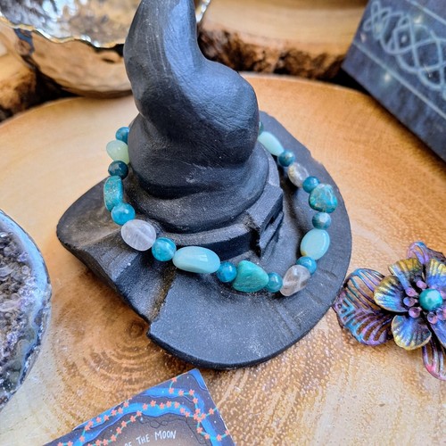 weight loss bracelet metabolism crystal healing apatite Chrysocola amazonite - Picture 4 of 6