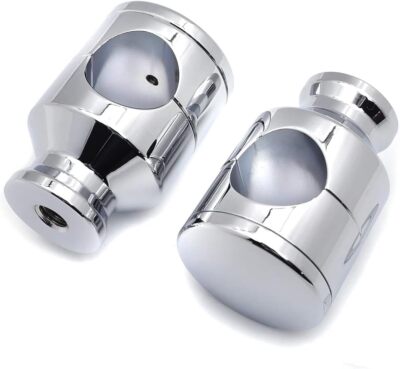 Harley Softail Breakout Fat Boy 2 Height 1.25 Diameter Handlebar Risers Top Covers, Chrome Silver