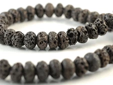 12X8MM DARK BROWN VOLCANIC LAVA GEMSTONE GRADE B RONDELLE LOOSE BEADS 15.5inch