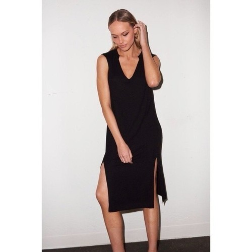 LNA Easy Rib Midi Tank Dress Black Size 