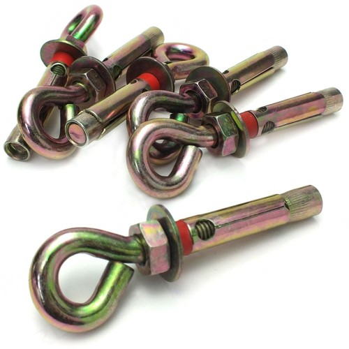 6x LARGE M10 EYEBOLT ANCHOR & SLEEVE Heavy Duty Wall Bolt Stone Brick