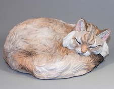 Unique Urn Long Hair Cat Funeral Sculpture Pet Loss Ash Casket Artistic Memorial