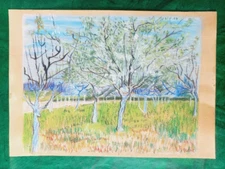 Vincent Van Gogh (Handmade) Mixed Media Paper Drawing Signed and Stamped