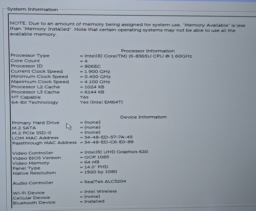 Incomplete Dell Latitude 5400 14" Laptop Intel Core i5-8365U 1.60GHz 8GB RAM - Afbeelding 5 van 14