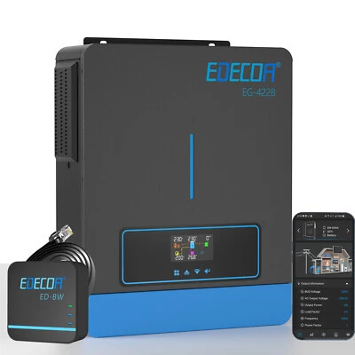 EDECOA Hybrid Wechselrichter 24V 4200W MPPT 120A PV60-500V Battery-Free WIFI APP