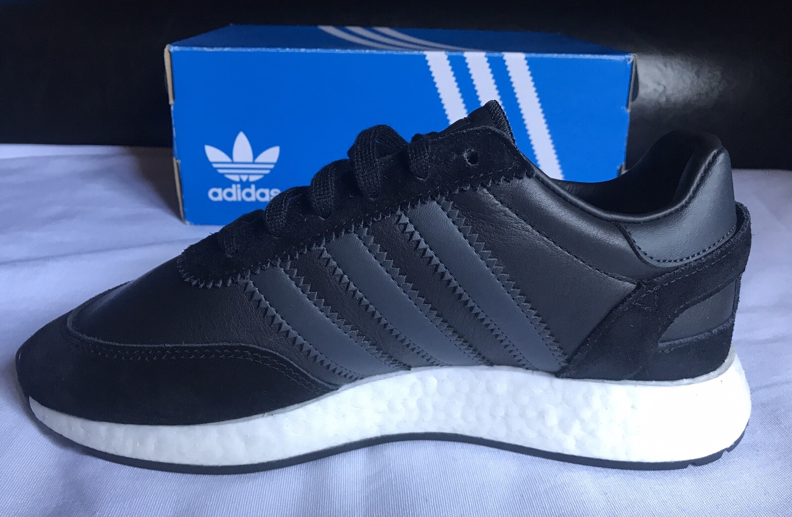 $130 ADIDAS ORIGINALS I-5923 LEATHER SHOES MENS SIZE 5 CASUAL BLACK-WHITE BD7798 image 6