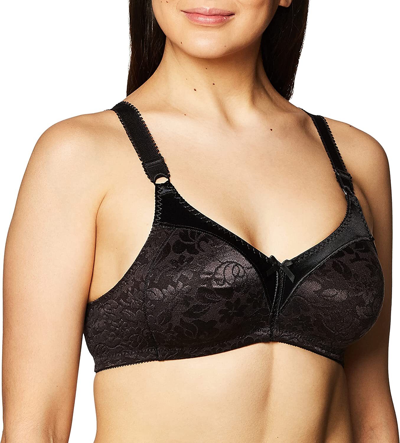 Bali Double Support Lace Wireless Bra Black 34DD Women's 