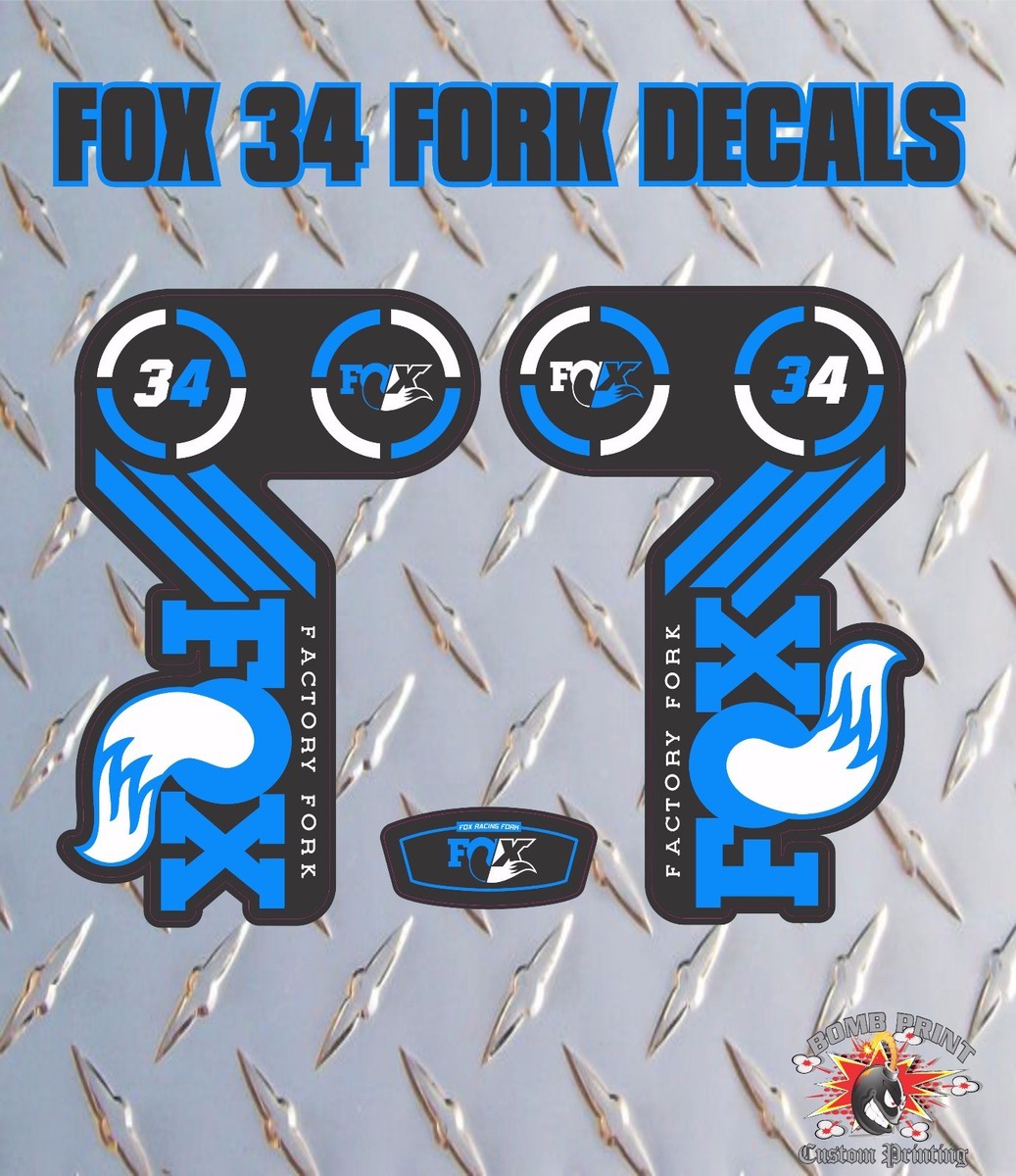 Fox 34 BLUE FORK Stickers Decals Graphics Mountain Bike Down Hill MTB