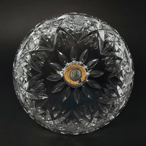 Candy Dish European Cut Crystal Nut Dish Jewelry Rings Trinkets Chrome Handle - Picture 8 of 9