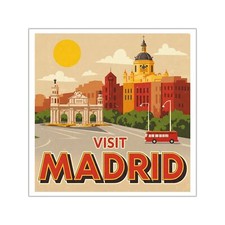 Madrid Spain, Vinyl Stickers, Retro Style, Travel Decals, Laptop Decor