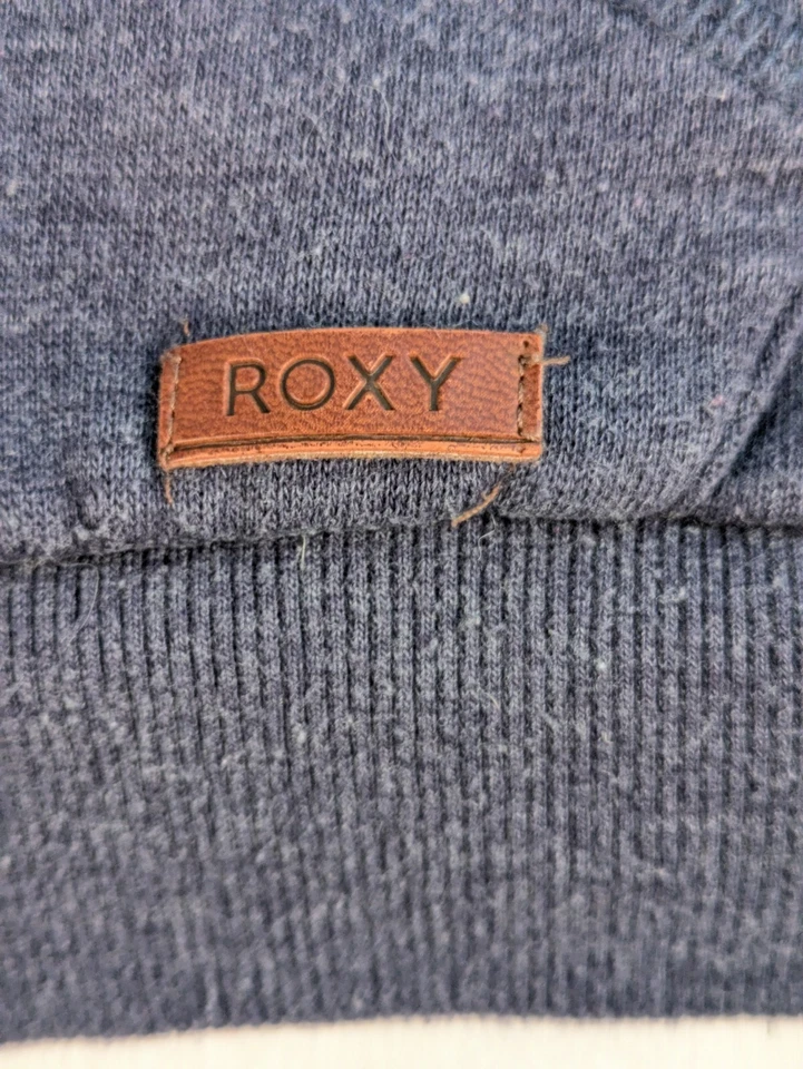 Suéter pesado Roxy para mujer mediano azul forrado de piel sintética con cremallera sudadera con capucha Foto 3 de 4
