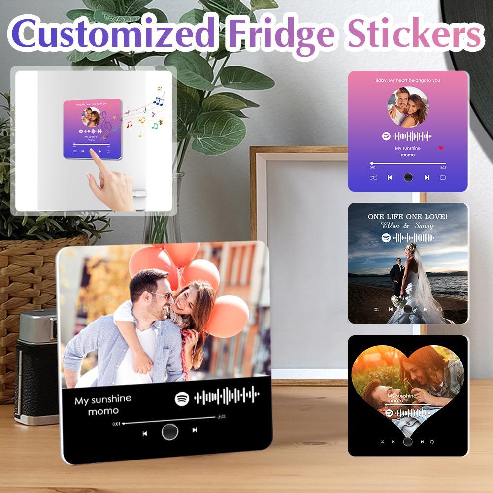 Custom Music Album Fridge Magnet – Personalized Music Player with Photo, S T7N7