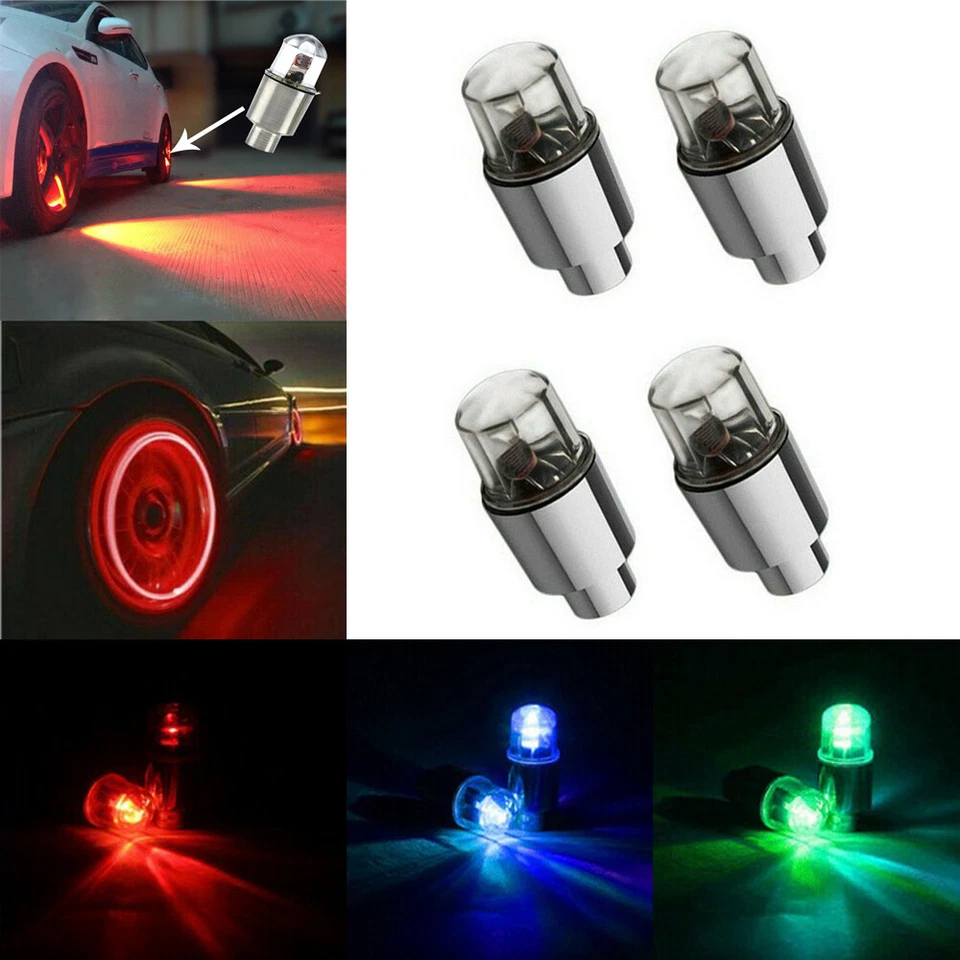 4x Car Auto SUV Wheel Tyre Tire Air Valve Stem LED Lights Caps Cover Accessories - Image 2 of 4