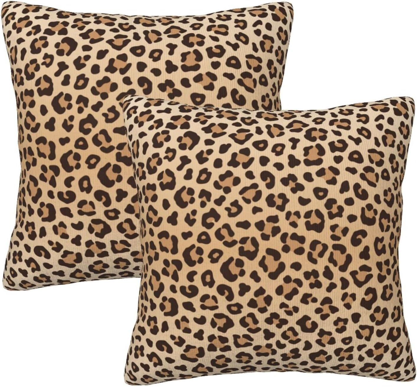 Leopard Print Pillow Covers Set of 2 Animal Texture Decorative Throw Cushions