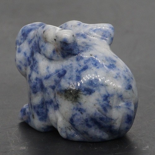 2" Rabbit Natural Gemstone Blue Spot Jasper Carved Stone Animal Figurine Decor - Picture 6 of 7