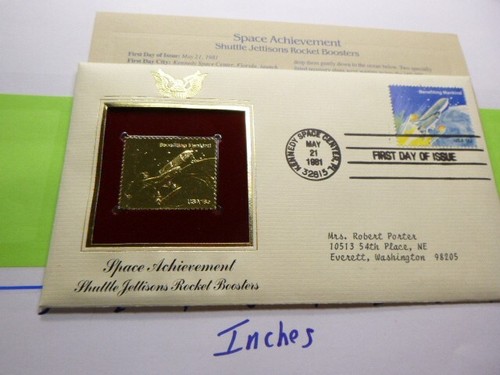 SHUTTLE ROCKET BOOSTERS NASA SPACE ACHIEVEMENTS 1981 USPS 22KT GOLD STAMP SET M2 - Picture 2 of 4