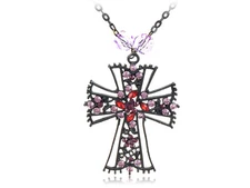 Black Gothic Pink Purple Crystal Rhinestone ChicNew Necklace Pendant
