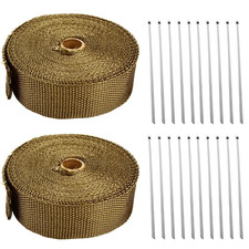 2 Rolls 2x 50ft Thermal Header Pipe Tape Titanium Exhaust Wrap 20 Ties Kit 2 Rolls 2x 50ft Thermal Header Pipe Tape Titanium Exhaust Wrap 20 Ties Kit