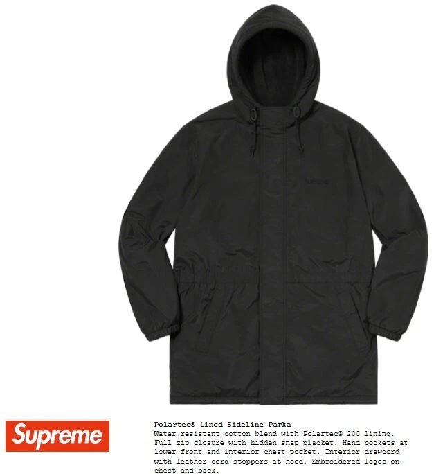 Parka latérale doublée Supreme Polartec noire taille M neuve avec étiquettes 100 % authentique flambant neuve