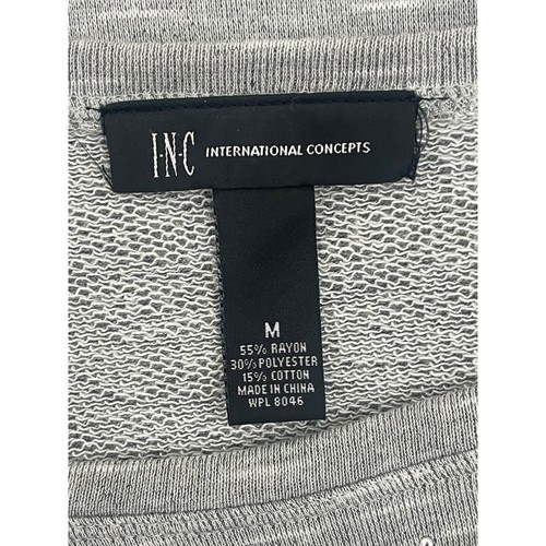 Size Medium INC Gray Embellished Sparkly Terry Sweatshirt Top Shirt Fall Winter - Picture 5 of 6