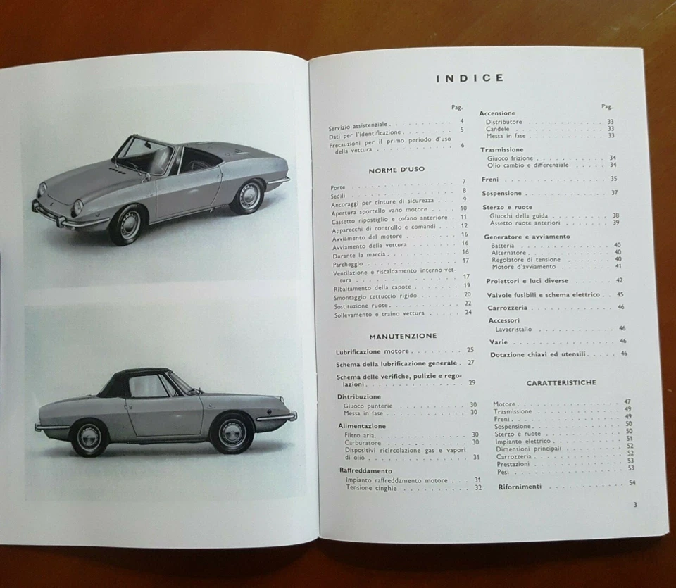 Uso e manutenzione Fiat 850 Spider II - seconda serie Owner's manual maintenance - Immagine 2 di 4