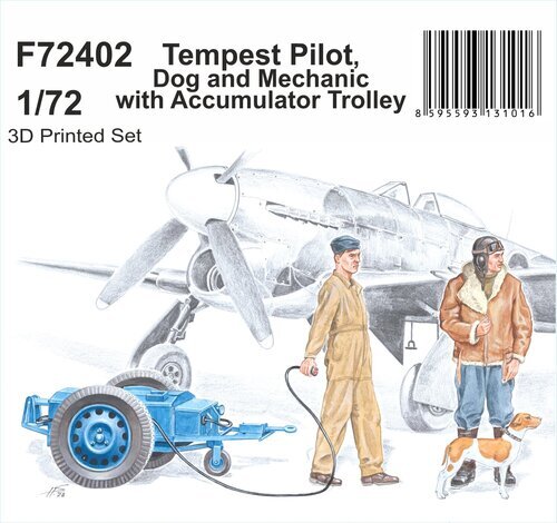 Cmk 129-F72402 - 1:72 Tempest Pilot, Dog and Mechanic with Accumulator Trolley