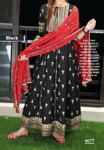 Indian Designer Black Anarkali Kurti 