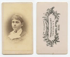 CDV PORTRAIT OF LADY FROM WATERVILLE, MAINE, BY VOSE, GRAPHIC ON BACK